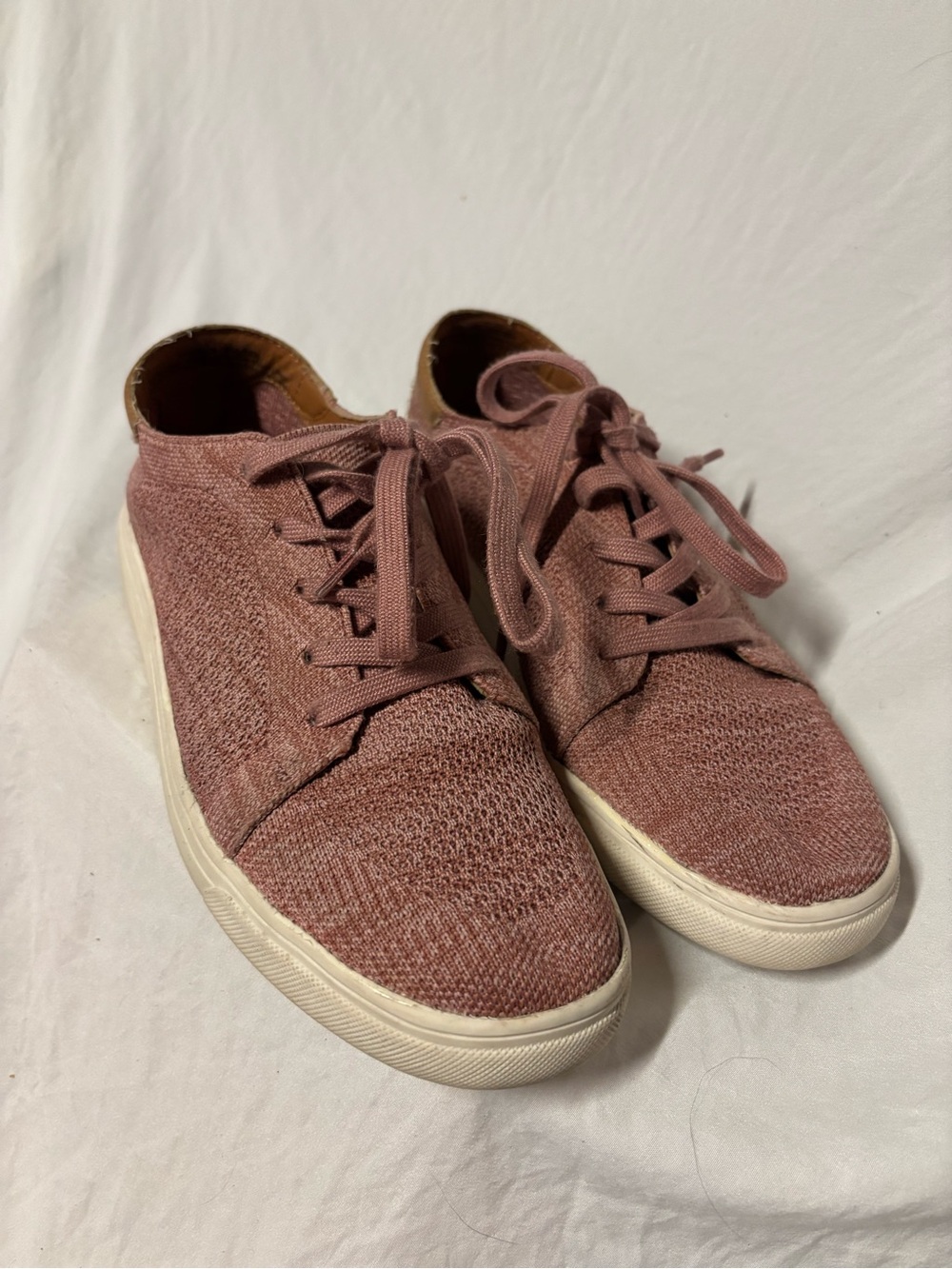 Lucky Brand Fabric Knit Lace-Up Sneakers in Dusty Rose